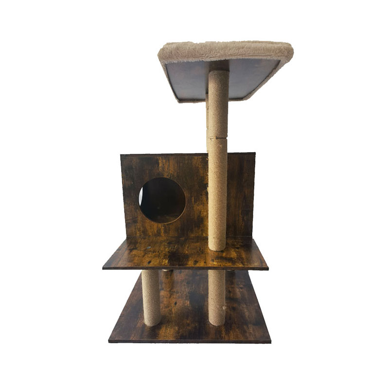 Деревянная башня кошачья домика с сизальными царапин