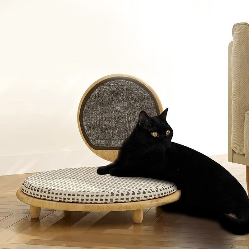 Сплошное дерево уютное гнездо кошачьего кровати с царапиной доской Сплошное дерево уютное гнездо кошачьего кровати с царапиной доской