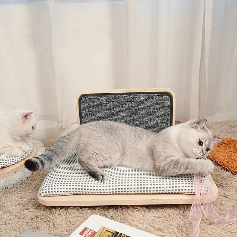 Сплошное дерево уютное гнездо кошачьего кровати с царапиной доской Сплошное дерево уютное гнездо кошачьего кровати с царапиной доской