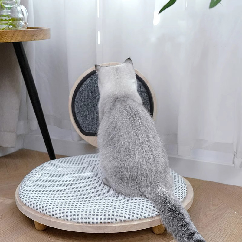Сплошное дерево уютное гнездо кошачьего кровати с царапиной доской Сплошное дерево уютное гнездо кошачьего кровати с царапиной доской