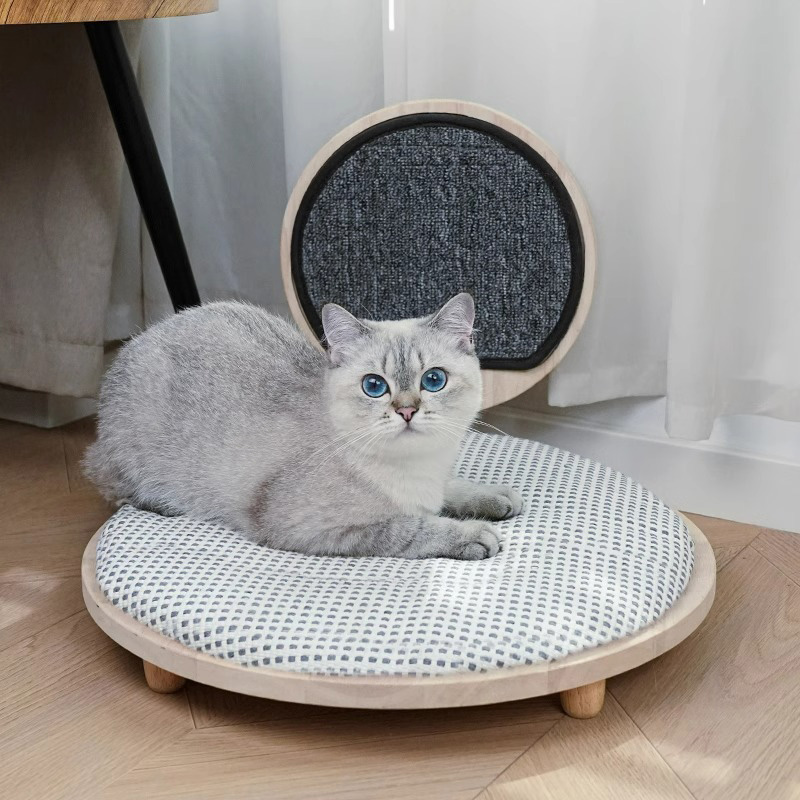 Сплошное дерево уютное гнездо кошачьего кровати с царапиной доской Сплошное дерево уютное гнездо кошачьего кровати с царапиной доской