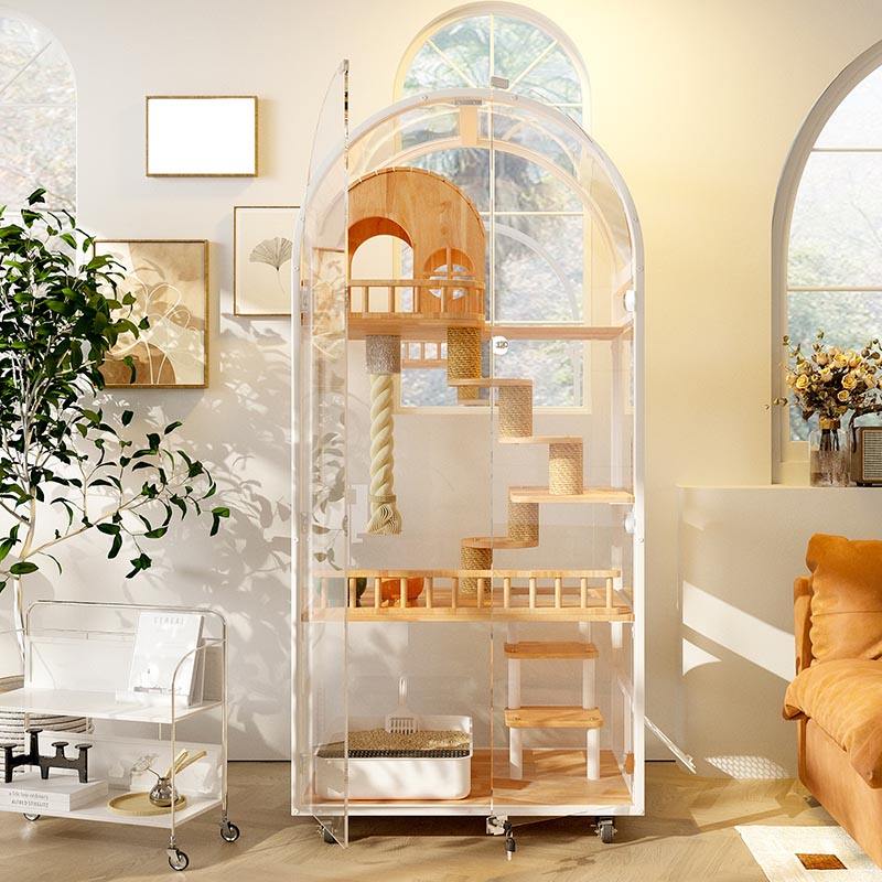 Внутренний деревянный кошачий дом отель панорамная вилла с твердым кошачьим корпусом Внутренний деревянный кошачий дом отель панорамная вилла с твердым кошачьим корпусом