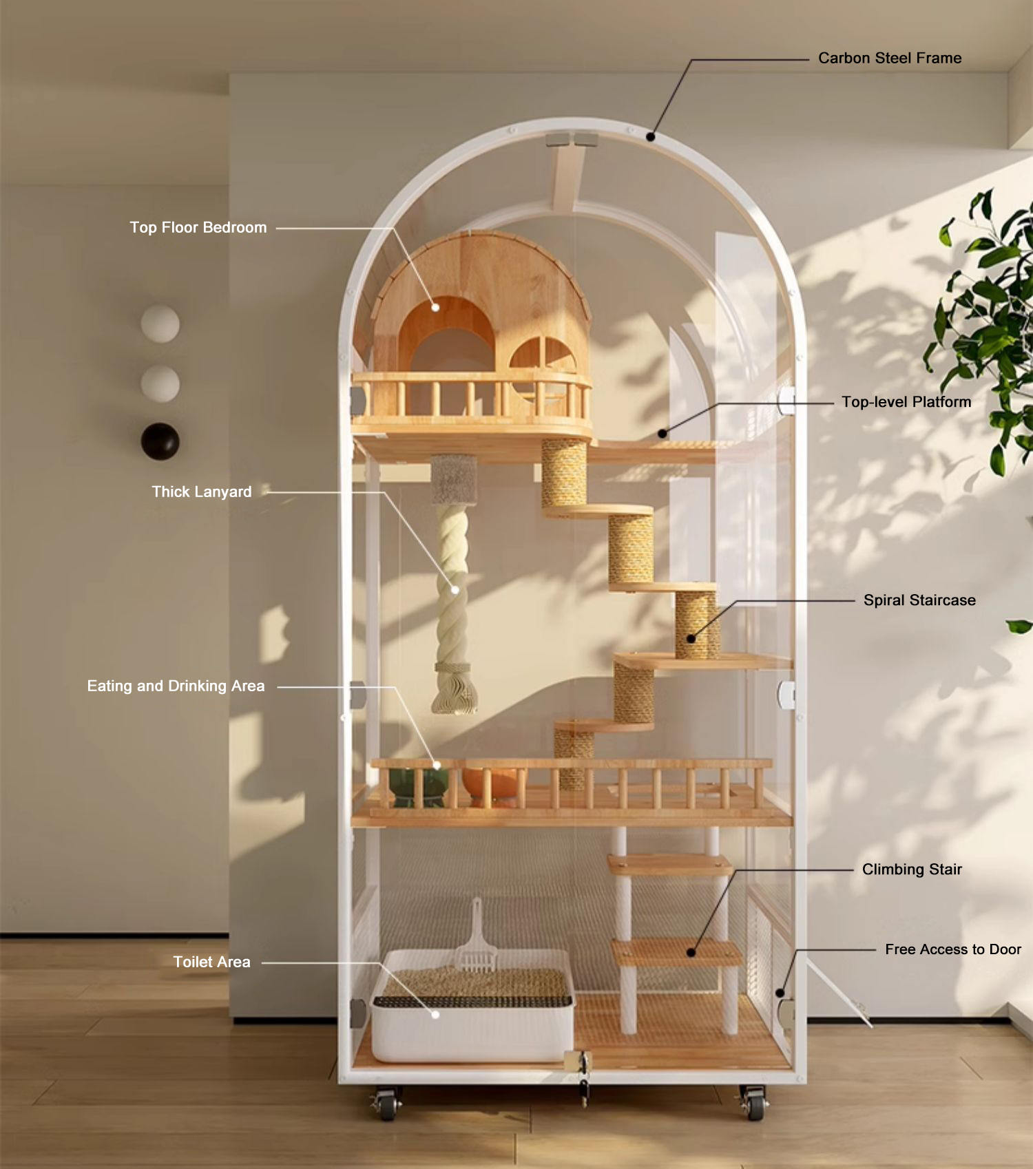 Внутренний деревянный кошачий дом отель панорамная вилла с твердым кошачьим корпусом Внутренний деревянный кошачий дом отель панорамная вилла с твердым кошачьим корпусом