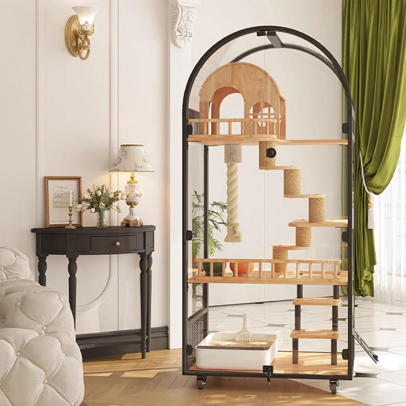 Внутренний деревянный кошачий дом отель панорамная вилла с твердым кошачьим корпусом Внутренний деревянный кошачий дом отель панорамная вилла с твердым кошачьим корпусом