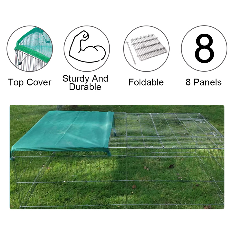 Складная проволока на открытом воздухе Metal Dog Playpen с верхней крышкой Складная проволока на открытом воздухе Metal Dog Playpen с верхней крышкой